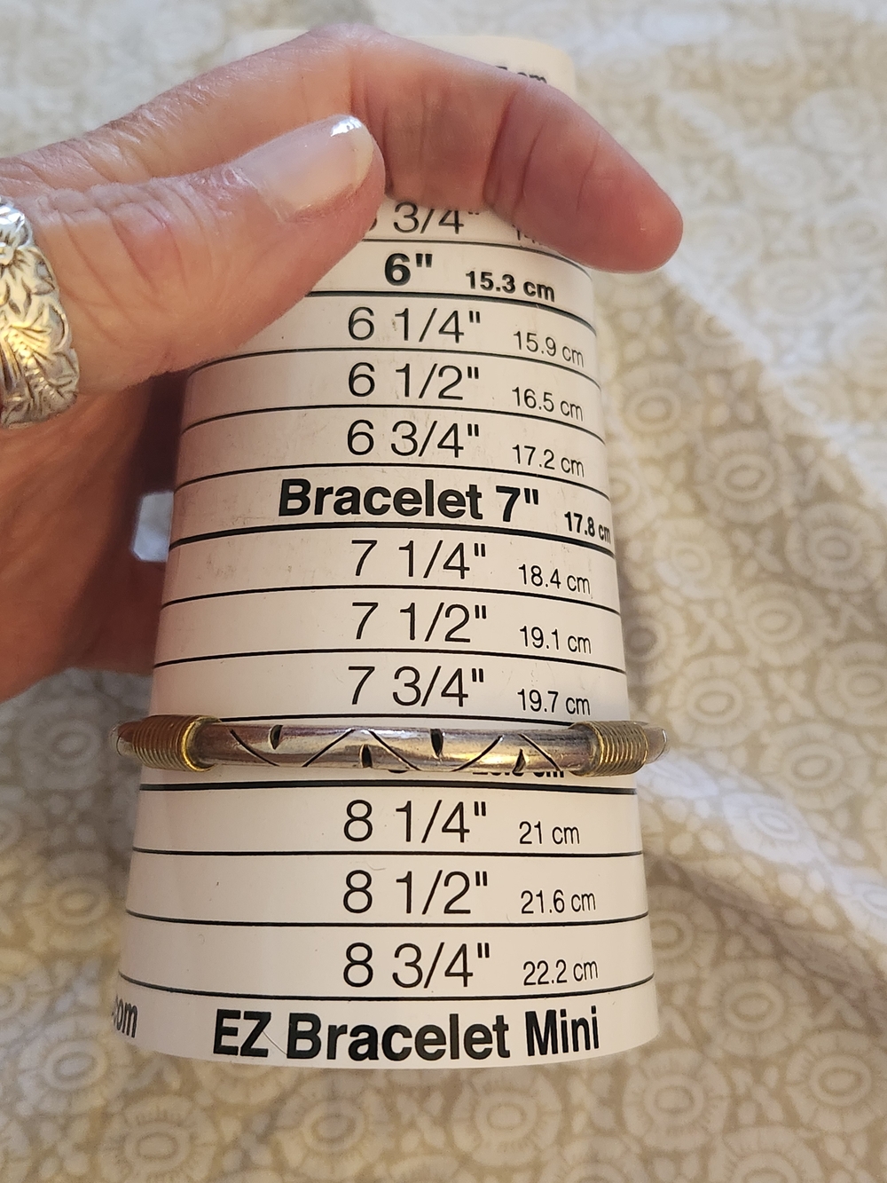 TaxcoSterling Silver and Gold-Tone Carved Tube Bangle Bracelet - Women's Jewelry - Picture 4 of 10